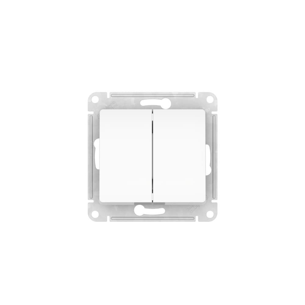 Systeme Electric Glossa Белый Выключатель 2-клавишный, сх.5, 10АХ, мех., быстрозажим. клем. — миниатюра 3