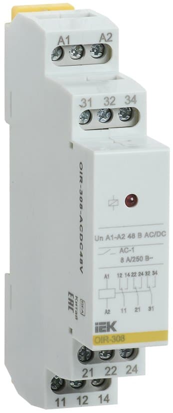 IEK ONI Промежуточное реле OIR 3 контакта (8А) 48В AC/DC