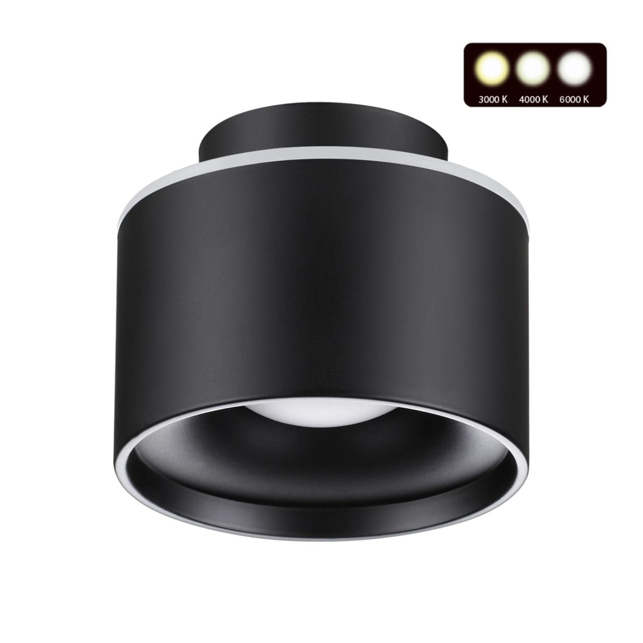Novotech 358971 OVER NT22 черный Светильник накладной с переключ. цв. температуры IP20 LED 3000К\4000К\6000К 12W вниз + 3W вверх 110-265V GIRO