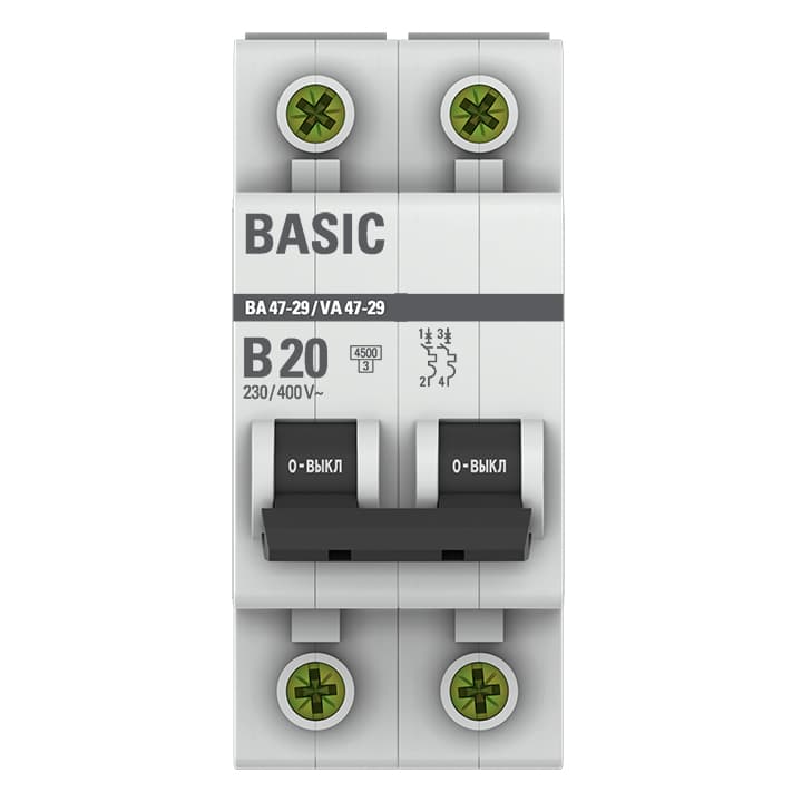 EKF Basic ВА 47-29 Автоматический выключатель (B) 2P 20А 4,5кА mcb4729-2-20-B — миниатюра 2