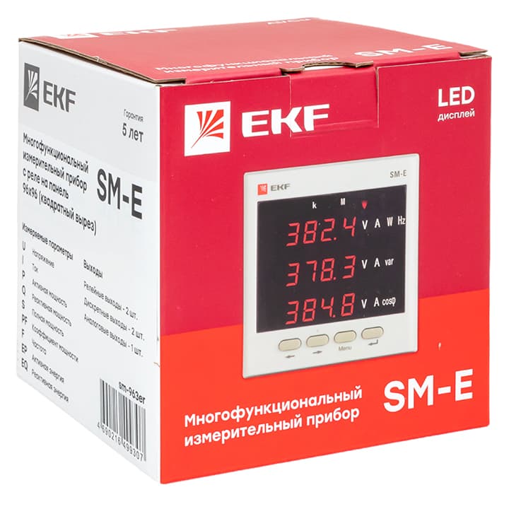 EKF Многофункциональный измерительный прибор SM-Е с реле на панель 96x96 (квадратный вырез) (без поверки) — миниатюра 8