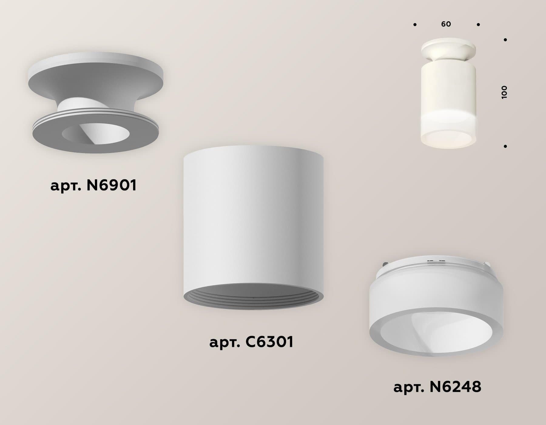 Ambrella Комплект накладного светильника XS6301104 SWH/FR белый песок/белый матовый MR16 GU5.3 (N6901, C6301, N6248) — миниатюра 2