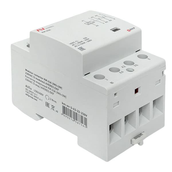 EKF Контактор модульный КМ 63А 2NO+2NC 230В АС (3 мод.) AVERES — миниатюра 9