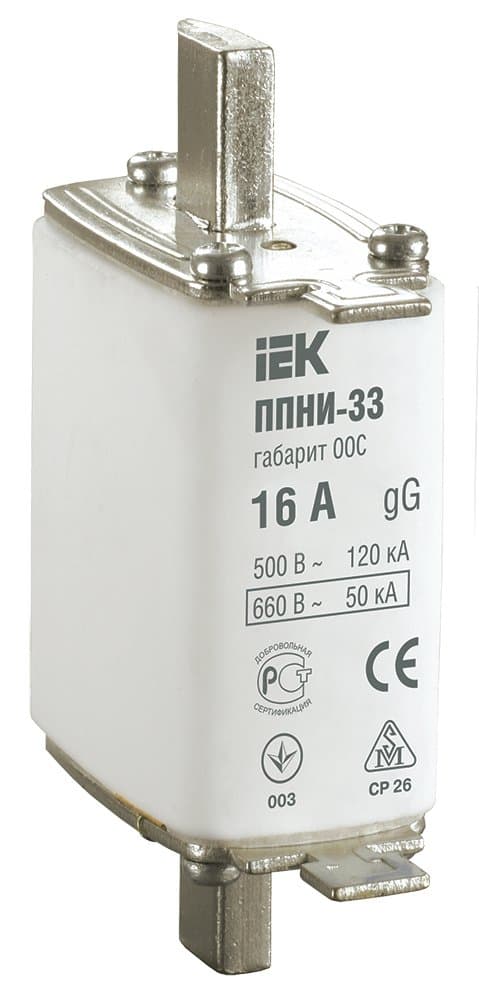 IEK Плавкая вставка предохранителя ППНИ-33, габарит 00С, 16А — миниатюра 1