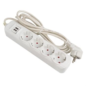 EKF PROxima Удлинитель "Эксперт" 4 гнезда 5 метров 16А/3,5кВт с 2 USB 2,1А ПВС 3х1 — миниатюра 1