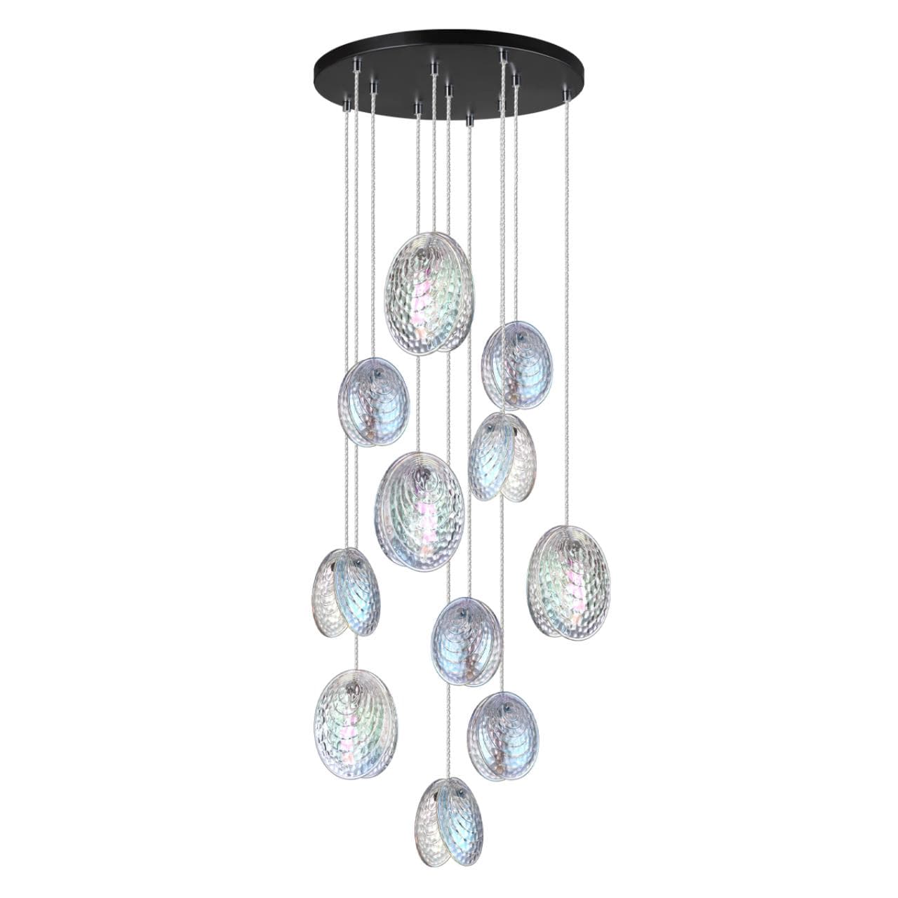 Odeon Light 5039/11 MODERN ODL24 297 черный/перламутровый/металл/стекло Люстра каскадная G9 11*40W MUSSELS