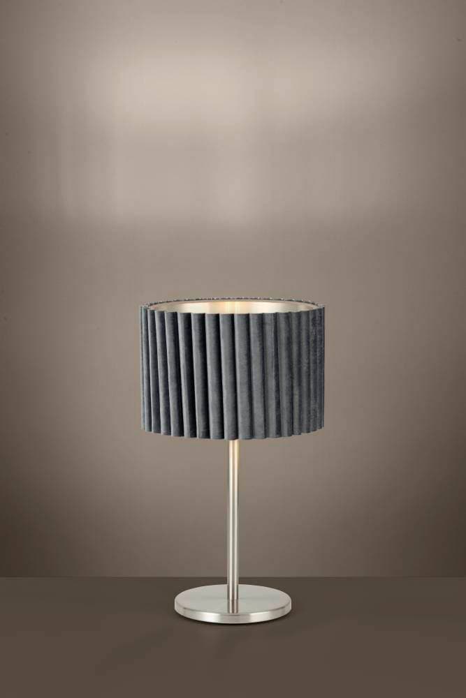 Eglo TAMARESCO Лампа настольная , 1x40W(E27), Ø300, H520, осн.Ø195, сталь, никель мат./бархат, серый 39775 — миниатюра 2