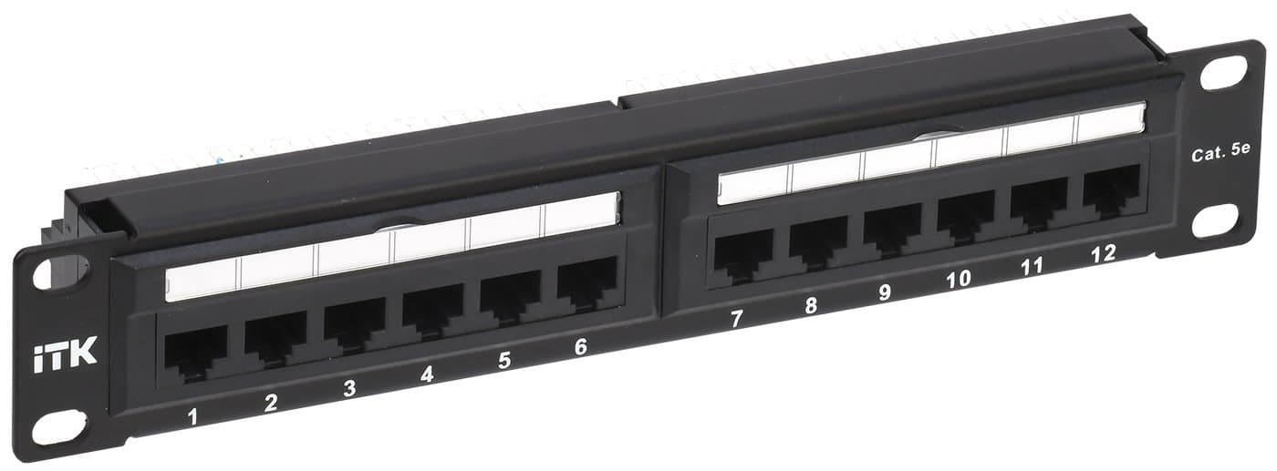 IEK ITK 1U патч-панель кат.5E UTP 12 портов 10" Dual IDC PP12-1UC5EU-D05-10