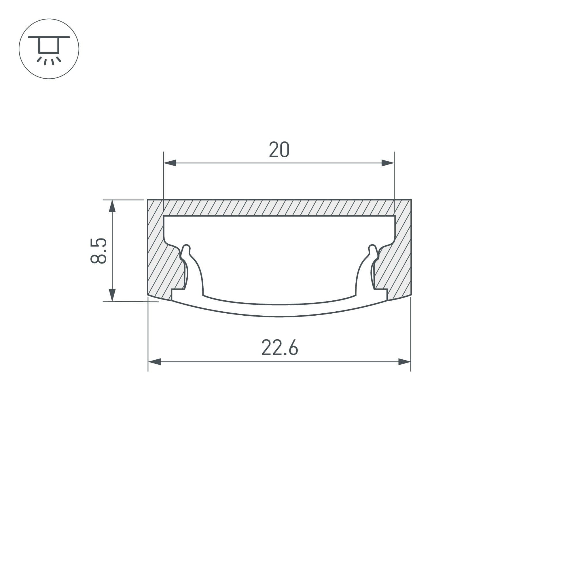 Arlight Профиль с экраном ALU-WIDE-H8-2000 ANOD+FROST (Алюминий) 014852 — миниатюра 2