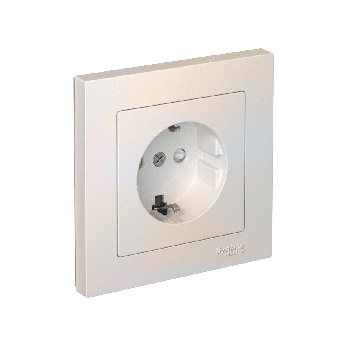 Systeme Electric AtlasDesign Жемчуг Розетка с заземлением со шторками, 16А, в сборе, быстрозажим. клем.