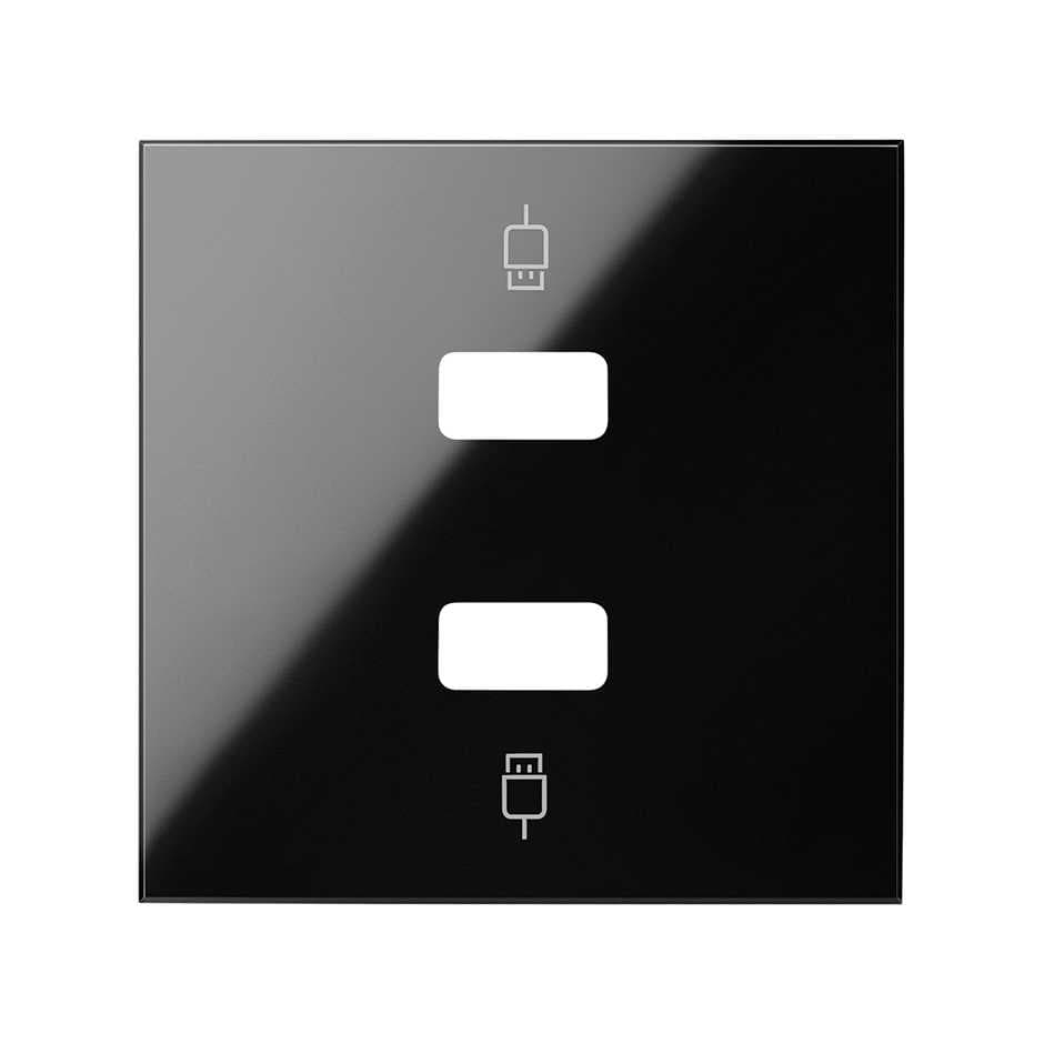 Simon 100 Черный глянец Накладка розетки 2xUSB 10001090-138