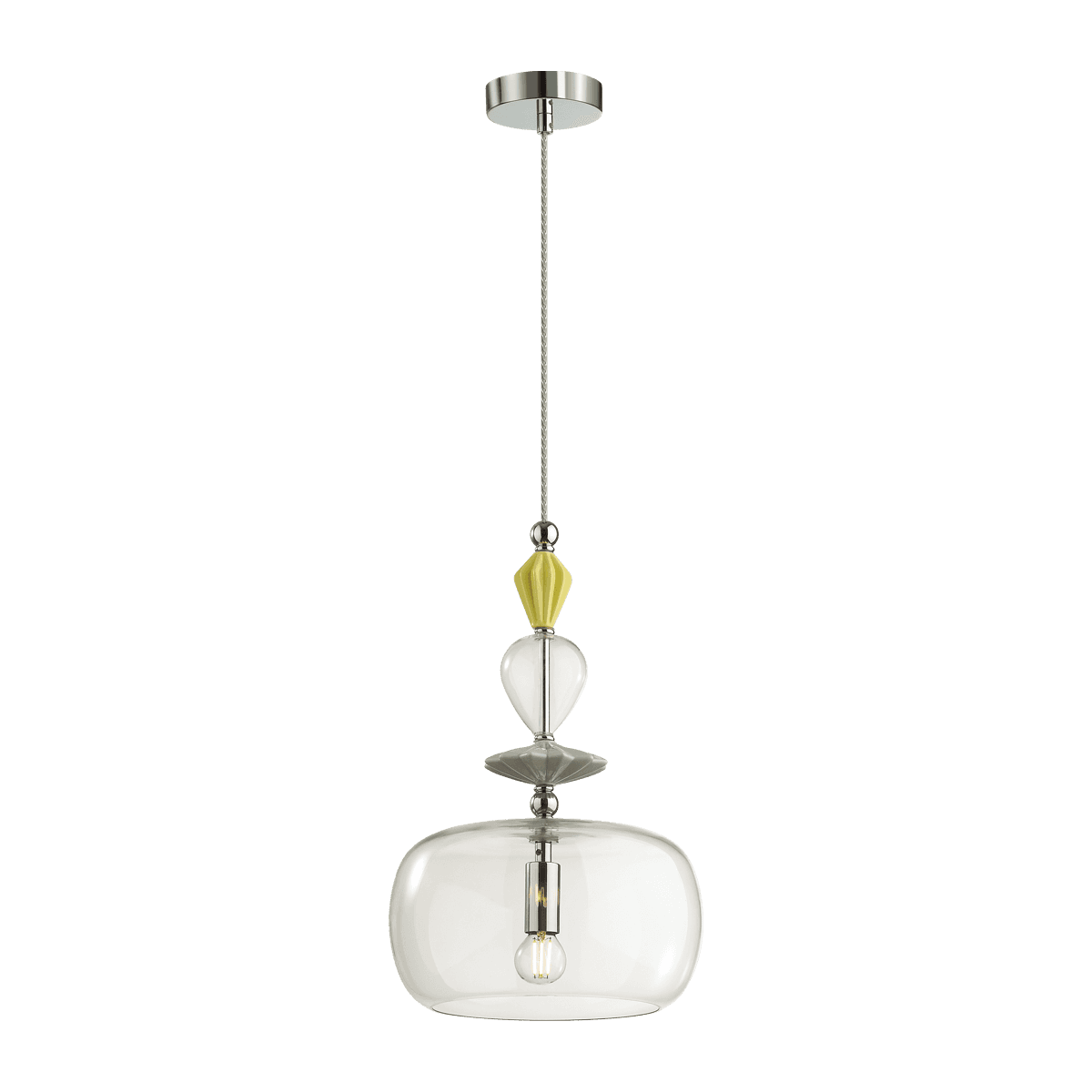 Odeon Light 4893/1A CLASSIC ODL_EX22 35 хром/раноцветн./керамика/стекло Подвес E14 1*40W 4893/1A BIZET — миниатюра 2
