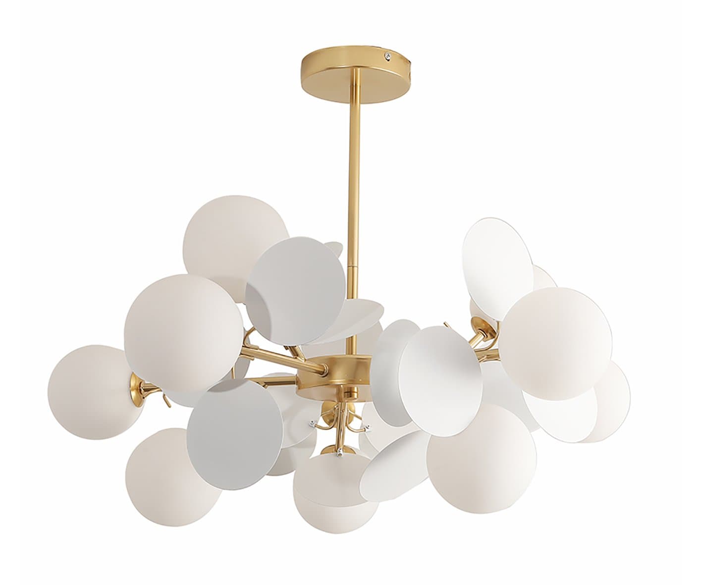 Kink Light 074160-10,33(01) Подвес Матиас белый d67 h26,5 G9 10*5W (золотой корпус, белые декор элементы)