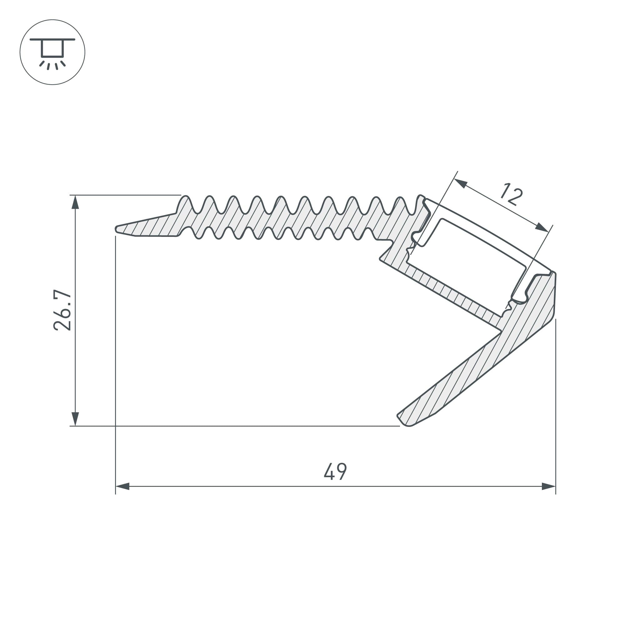 Arlight Профиль ARH-STAIR-W47-2000 ANOD (Алюминий) 016148 — миниатюра 2