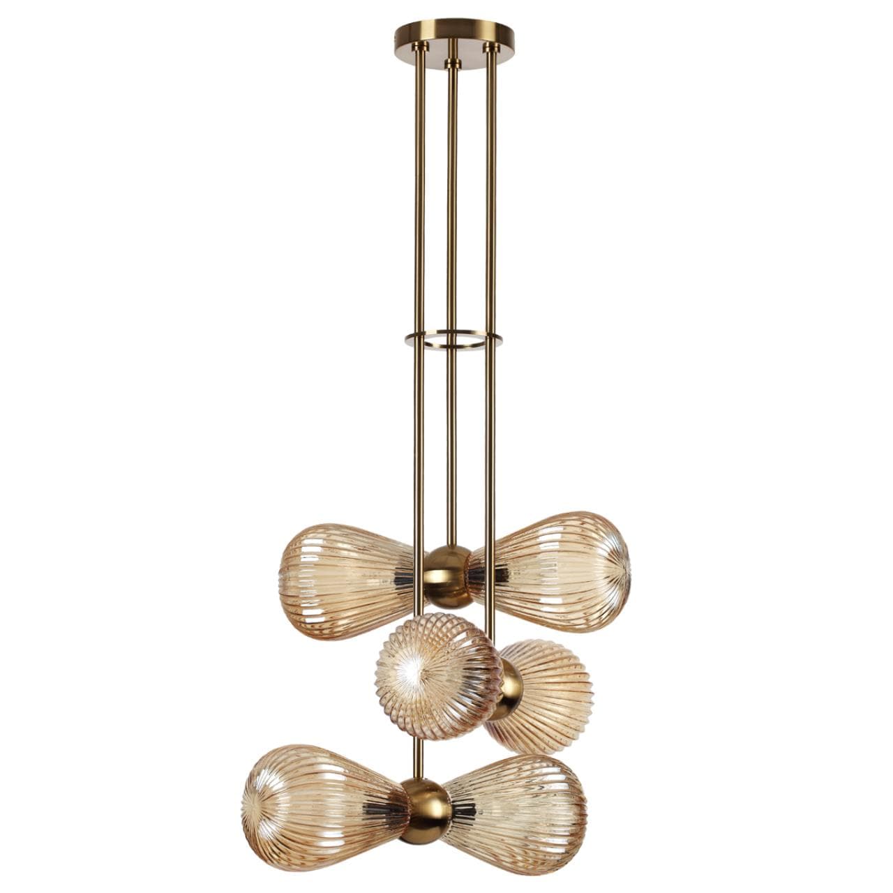 Odeon Light 5402/6 MODERN ODL_EX23 21 золотой/янтарный/металл/стекло Подвес E14 6*40W ELICA — миниатюра 1