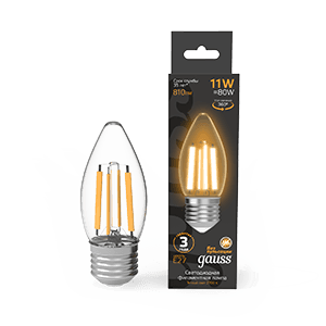 Gauss Лампа Filament Свеча 11W 810lm 2700К Е27 LED 1/10/50 103802111 — миниатюра 1