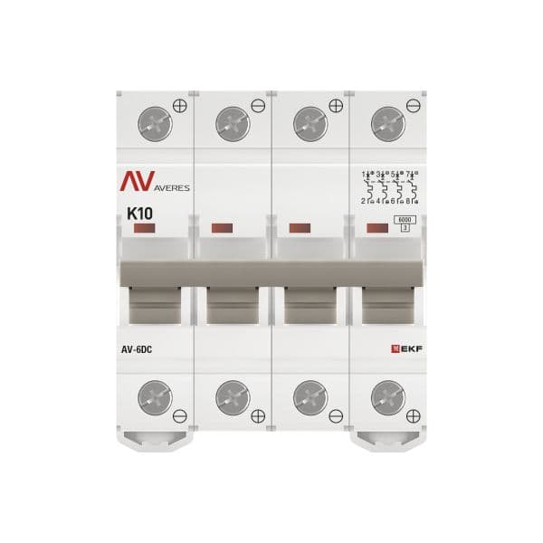 EKF Выключатель автоматический AV-6 DC 4P 10A (K) 6kA AVERES — миниатюра 4