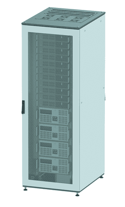 DKC Напольный 19" IT-корпус ДКС серии CQE 47U 800х2200х800, двери перфорированная+перфорированная, панели для крыши, кабельный ввод,RAL7011/7035 — миниатюра 1