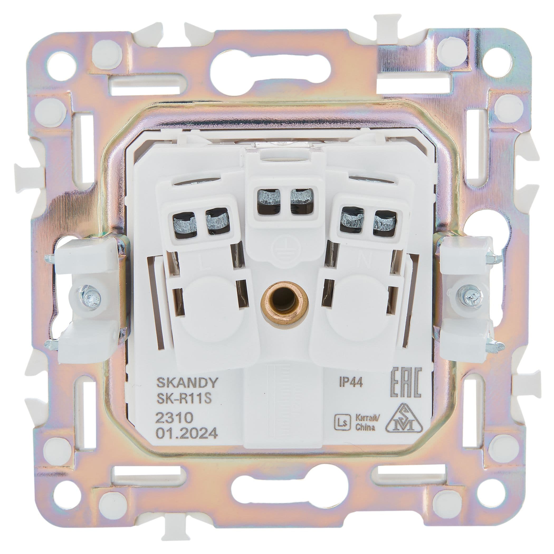 IEK SKANDY Серебряный Розетка с/з с защитными шторками и крышкой 16А IP44 SK-R11S — миниатюра 3