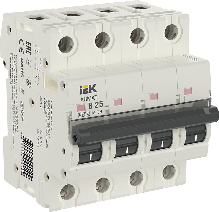 IEK ARMAT Автоматический выключатель M06N 4P B 25А AR-M06N-4-B025