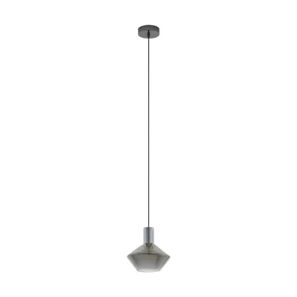 Eglo 97423 Подвес PONZANO, 1х60W(E27), ?200, H1100, сталь, никель черный/дымчатое стекло, черный-прозрачный