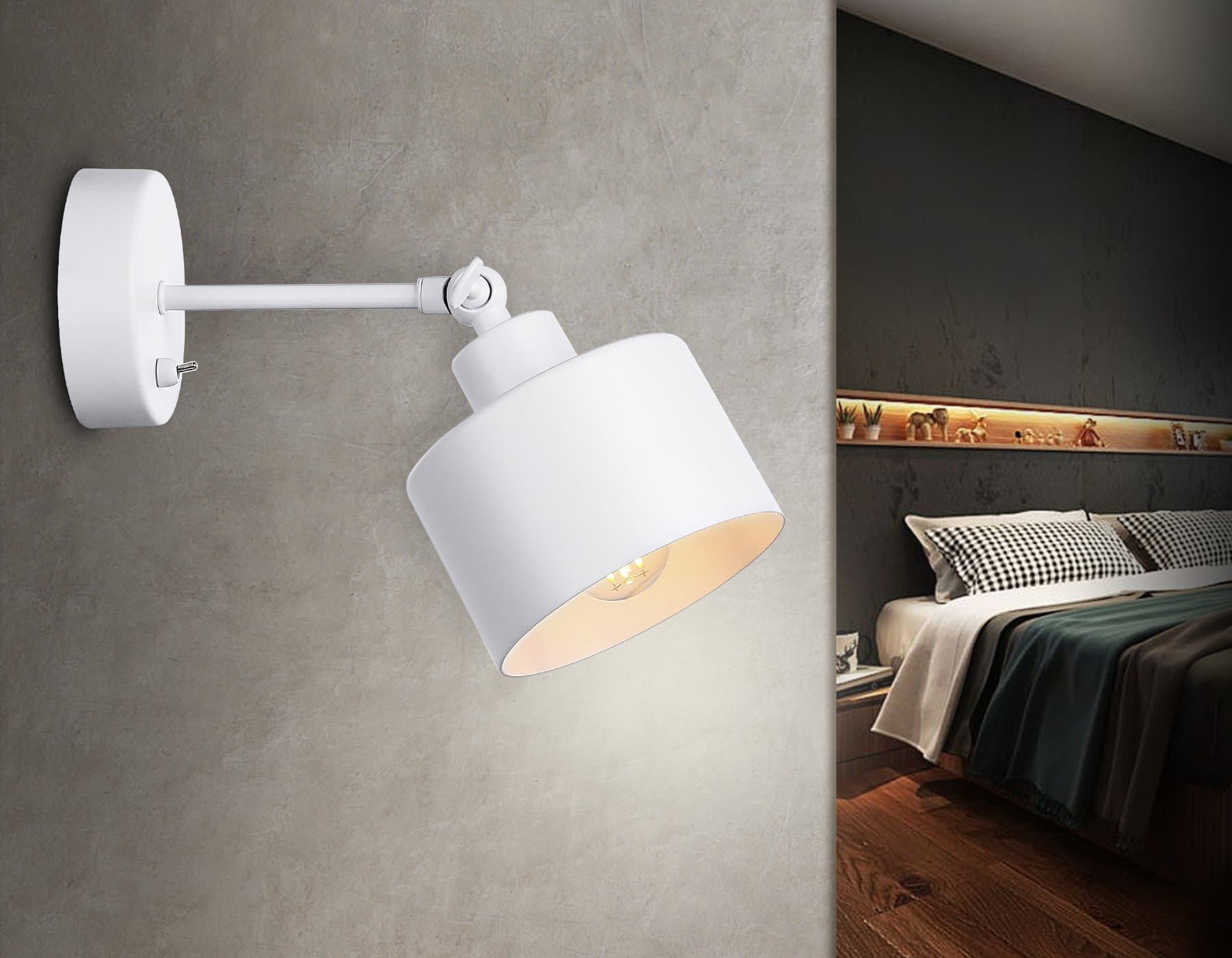 Ambrella Накладной спот с выключателем в стиле лофт TR8135 WH белый E27 max 40W D120*290 — миниатюра 2