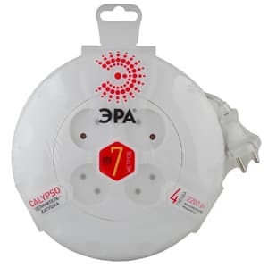 ЭРА UR-4-7m-W Рулетка, без заземления, 4гн, 7м, ШВВП, 2x0.75мм2, 10А — миниатюра 2