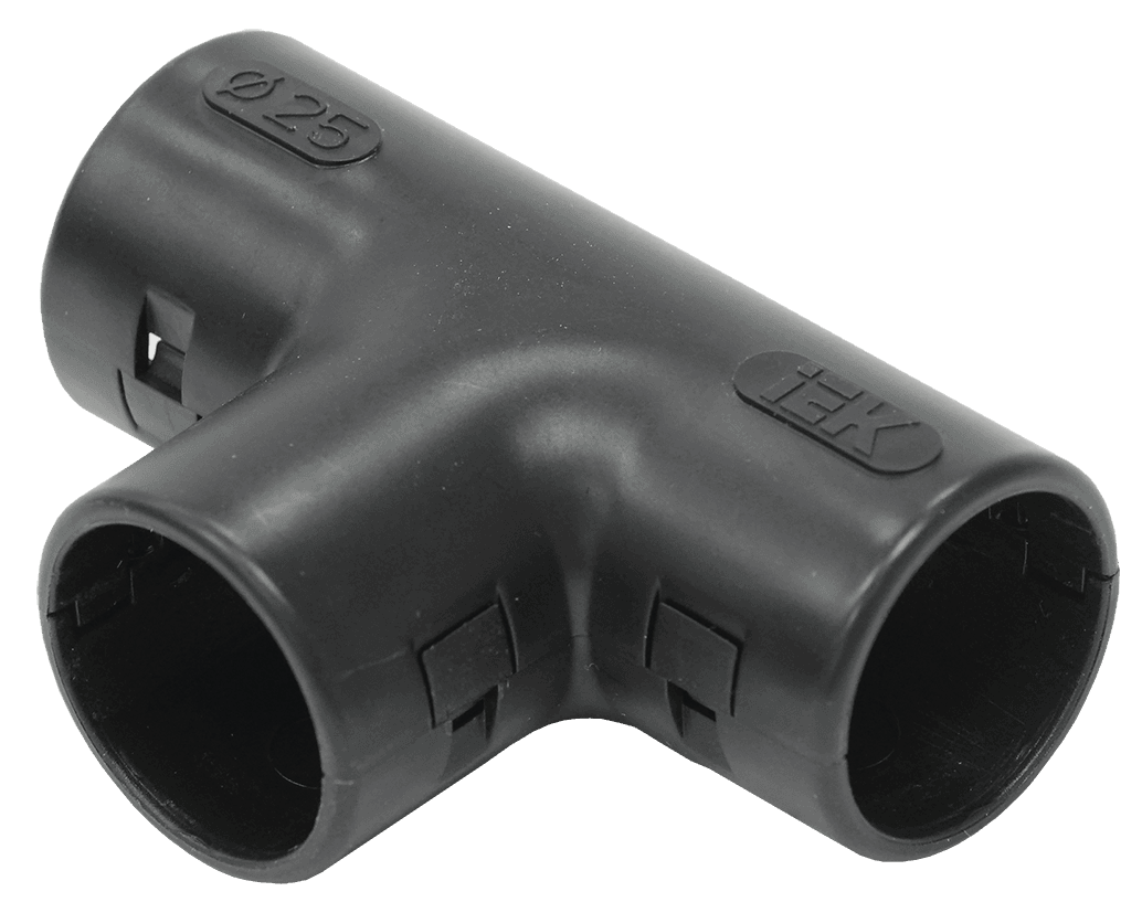 IEK Тройник открывающийся TI25G черный (5 шт/комп) CTA10D-TIG25-K02-005