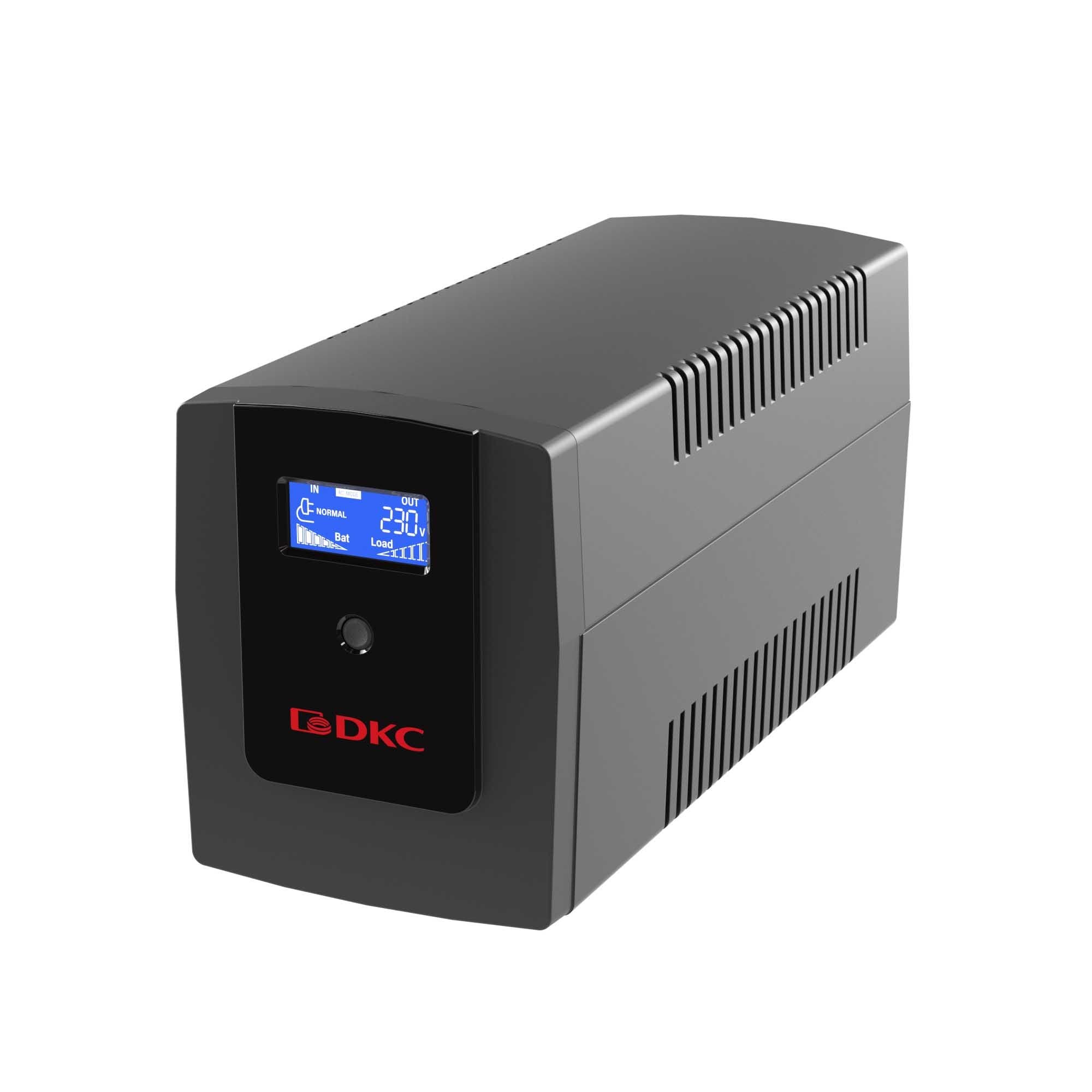 DKC Линейно-интерактивный ИБП ДКС серии Info LCD, 1500 ВА/900 Вт, 1/1, 3xSchuko, USB + RJ45, LCD, 2x8Aч — миниатюра 1