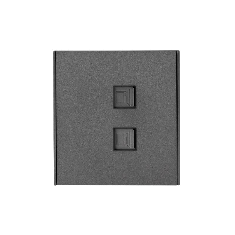 KRANZ STRONG Розетка компьютерная двойная RJ45+RJ45 кат6 с/у графит , с 1-пост. рамкой