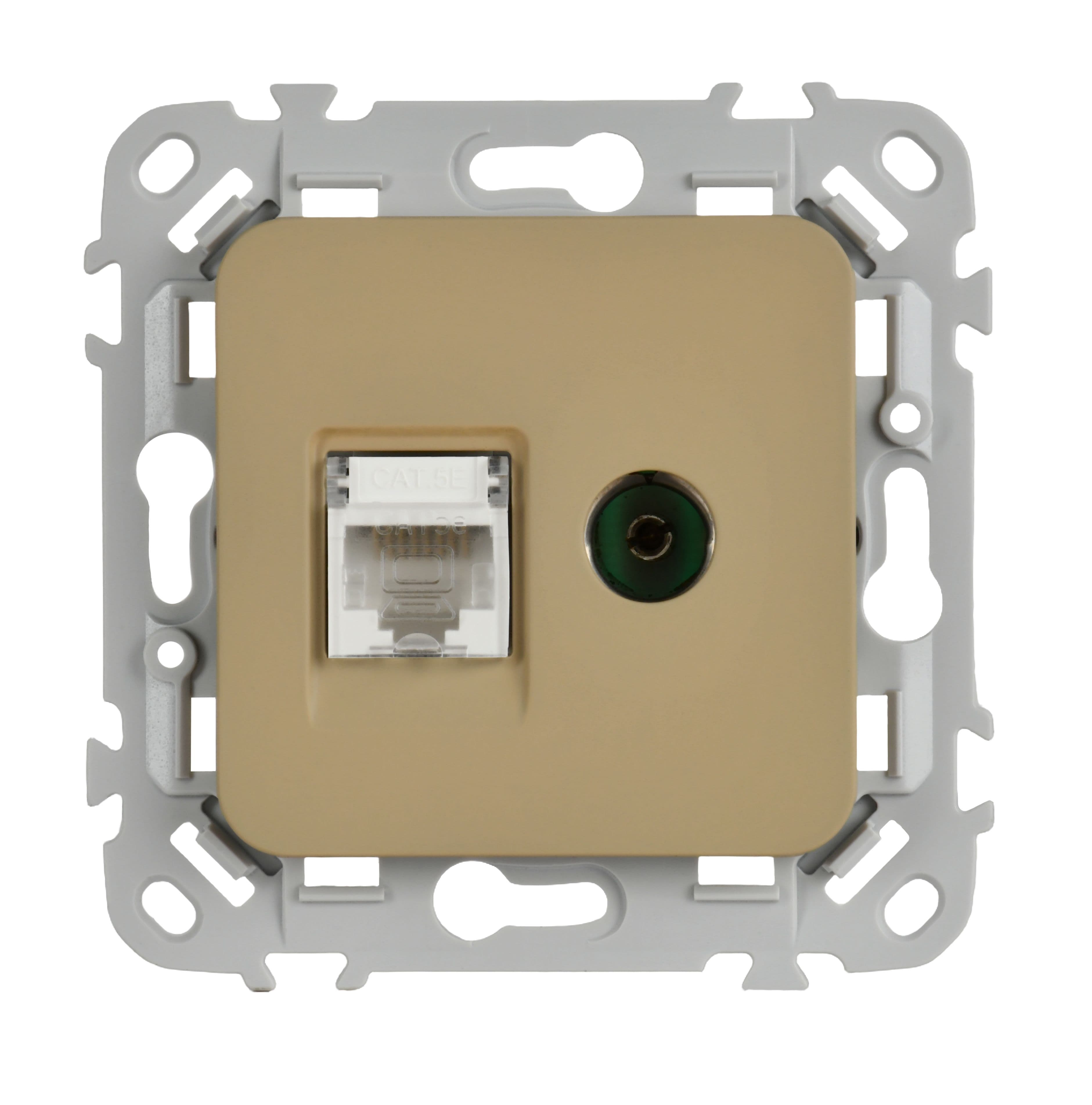 IEK FLITE Хаки Розетка 2-местная RJ45/TV категория 5Е UTP — миниатюра 2