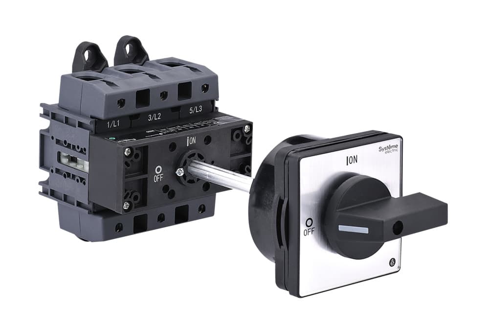 Systeme Electric Выключатель-разъединитель 3P 125A IP20 с чёрной выносной рукояткой на дин-рейке/плате