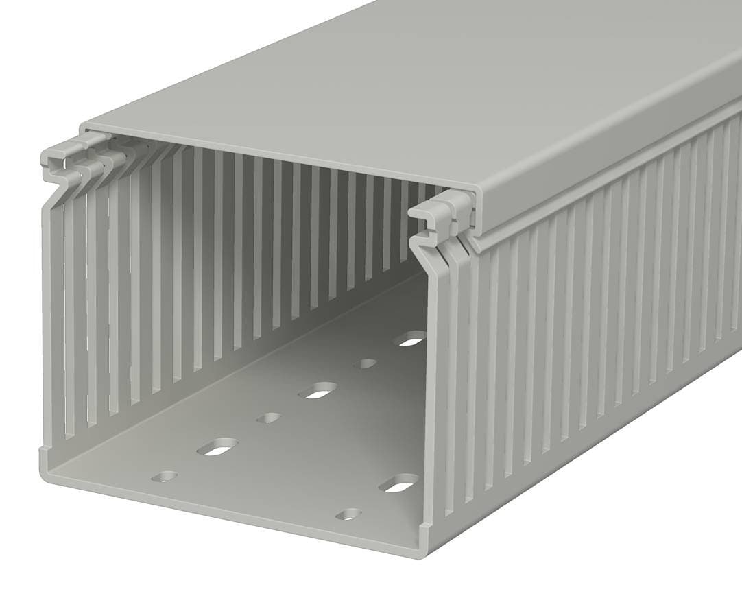OBO Bettermann Кабель-канал перфорированный распределительный LK4 80x100x2000 мм (перфокороб) ПВХ, серый RAL7030 6178059 — миниатюра 1