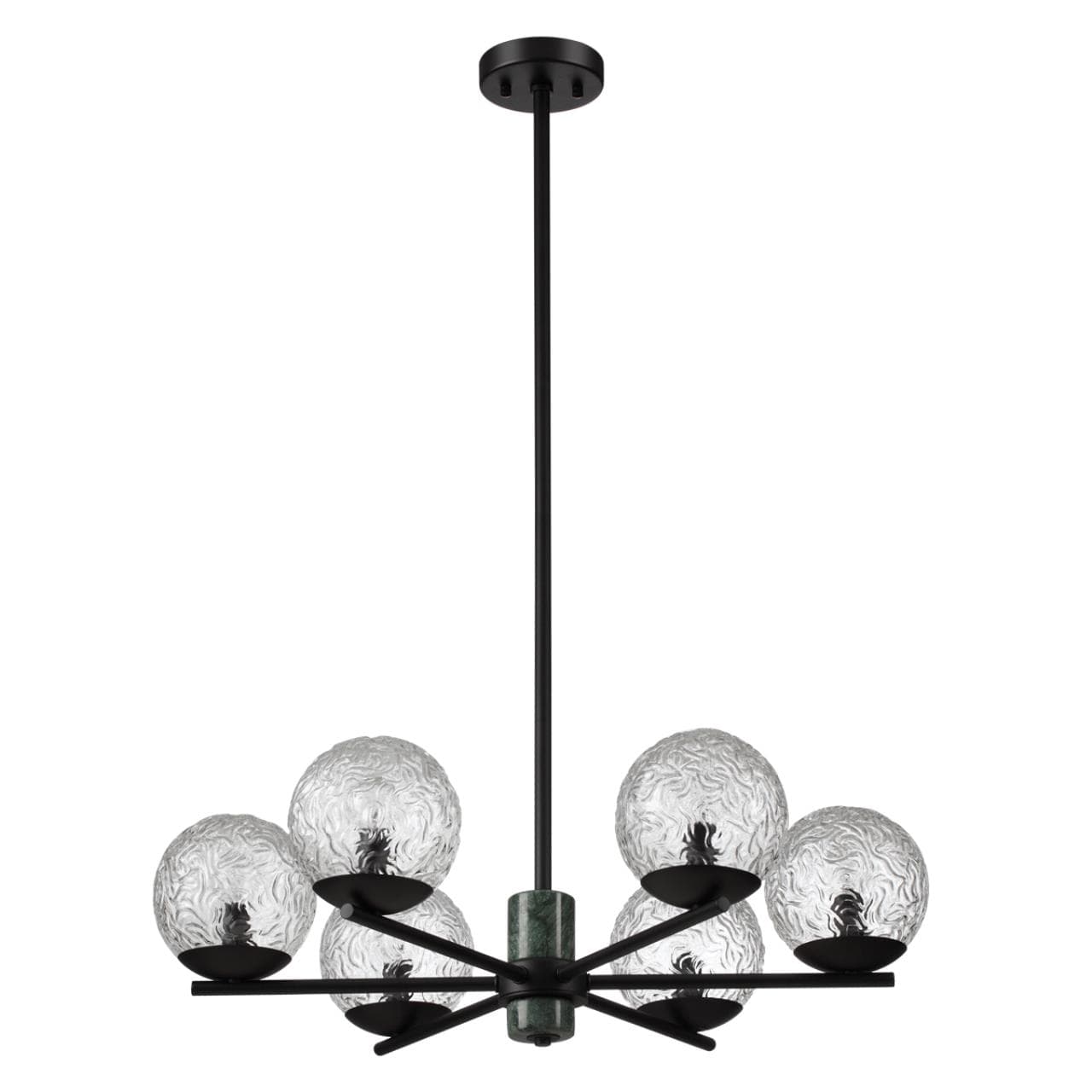 Odeon Light 5026/6 MODERN ODL23 389 черный матовый/темно-зеленый/прозрачный металл/мрамор/стекло Люстра E14 6*40W GREENI — миниатюра 1