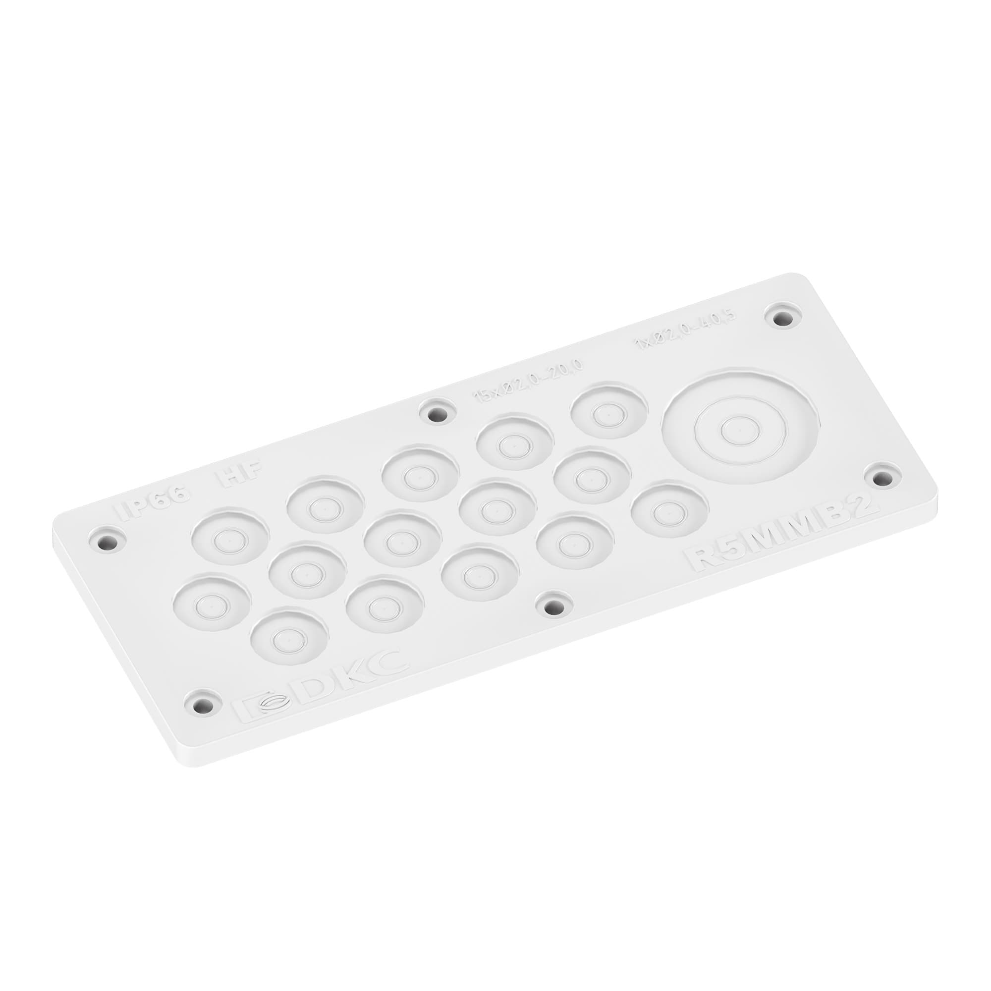 Мембранный кабельный ввод, EPDM, IP66, t эксп. -70..+90, ШхВ 216х89 мм, 15xø2,0-20,0 мм, 1xø2,0-40,5 мм — миниатюра 1