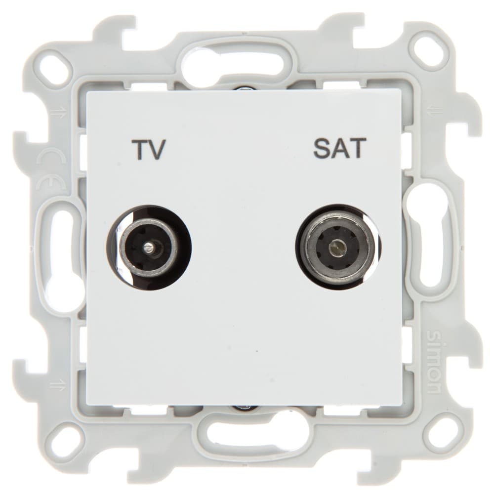 Simon 24 Белая Розетка TV-SAT проходная 2410485-030 — миниатюра 1