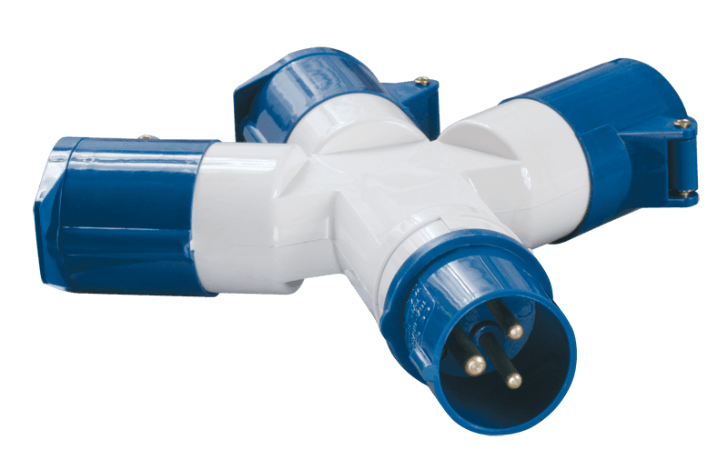 IEK Адаптер трехлучевой TS1013 2Р+РЕ 16А 250В IP44 PAS31-016-3 — миниатюра 2