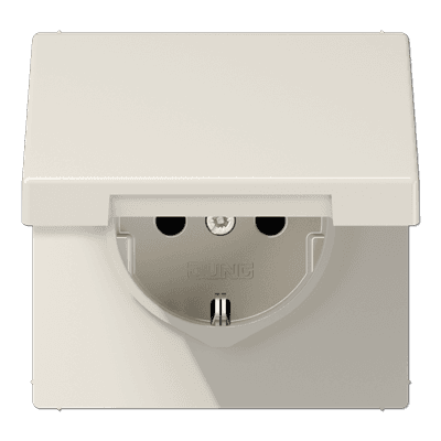 JUNG LS990 Слоновая кость Розетка штепсельная Schuko 16A, 250V с откидной крышкой на возвратной пружине и защитой от детей LS1520KIKL