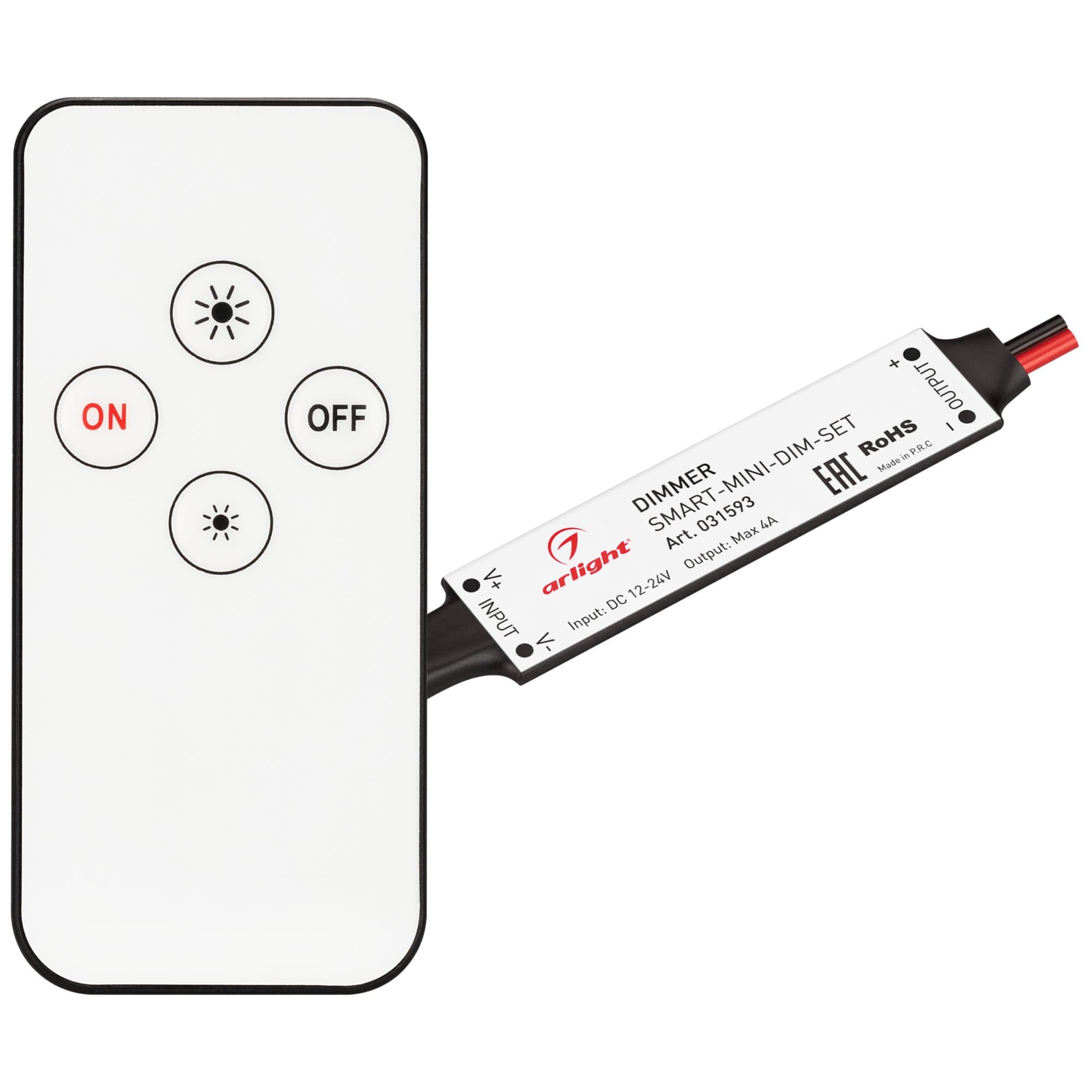 Arlight Диммер SMART-MINI-DIM-SET (12-24V, 1x4A, ПДУ 4кн, IR) (IP20 Пластик, 5 лет) 031593