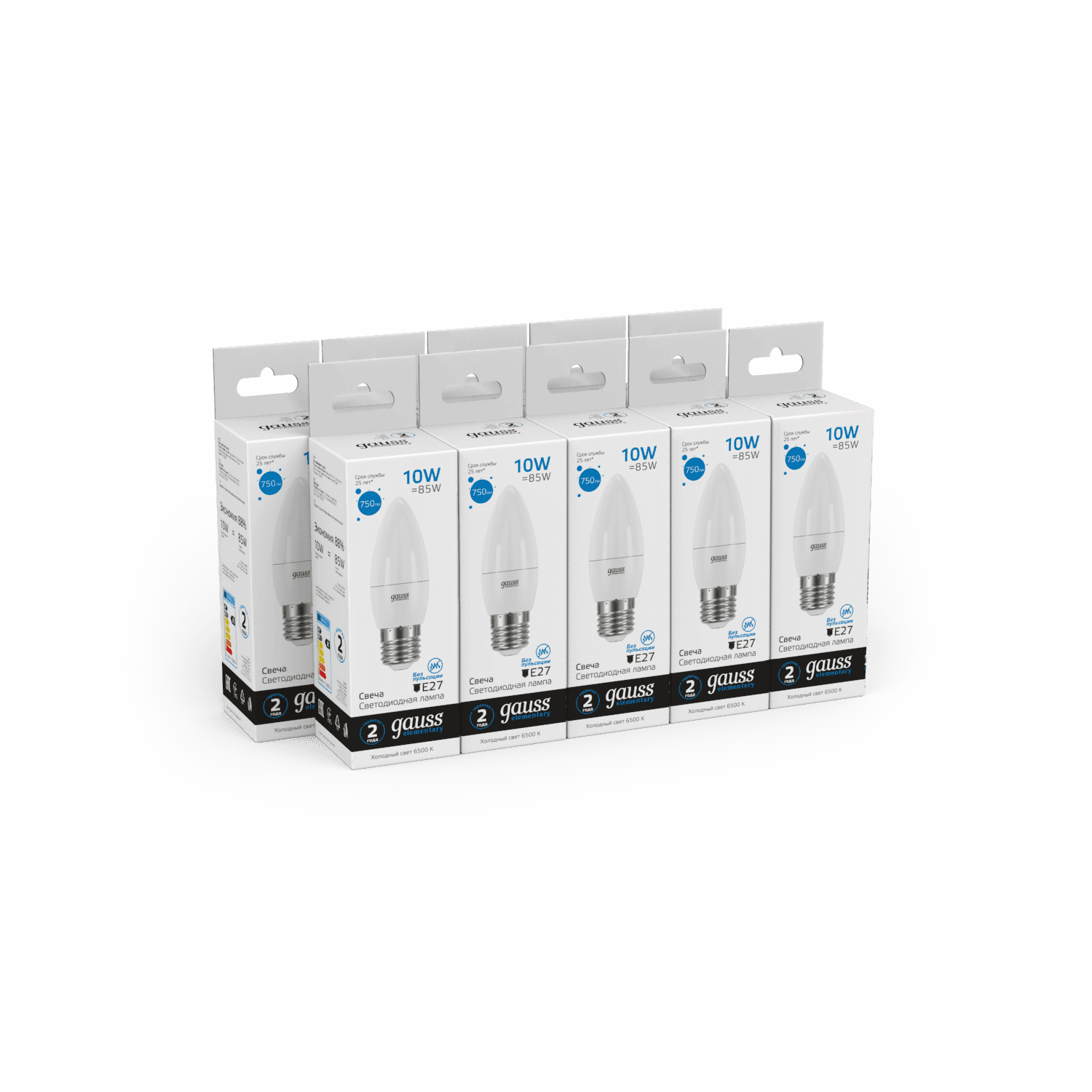 Gauss Лампа Elementary Свеча 10W 750lm 6500K E27 LED 30230 — миниатюра 2