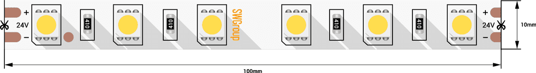 SWG Лента светодиодная стандарт 5050, 60 LED/м, 14,4 Вт/м, 24В , IP20, Цвет: Теплый белый SWG560-24-14.4-WW