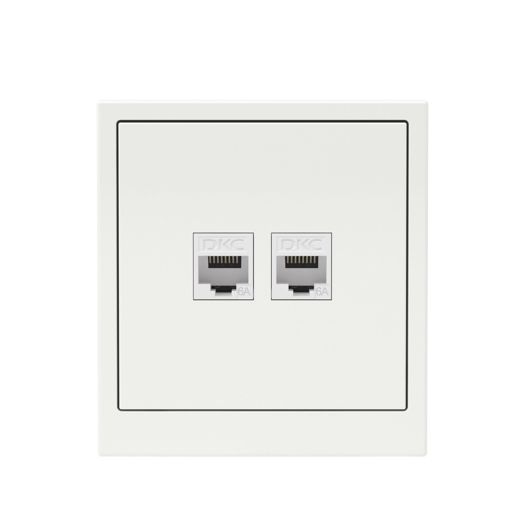 DKC KANT Компьютерная розетка RJ-45 без шторки, кат.6А двойная, белая магнолия — миниатюра 6
