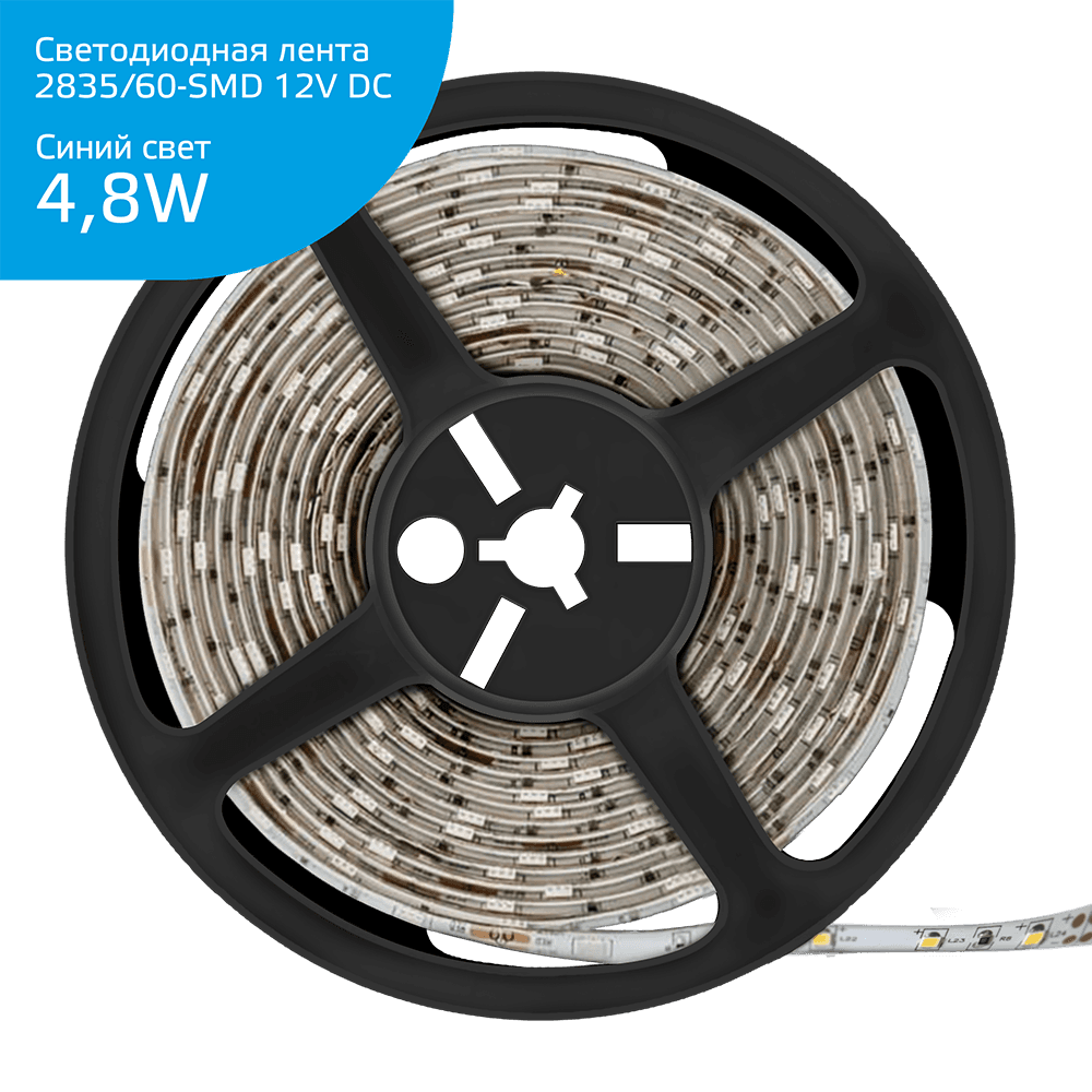 Gauss Лента LED Elementary 2835 -SMD 4.8W 12V DC синий IP66 (ZIP Bag 5м) 356000505 — миниатюра 1