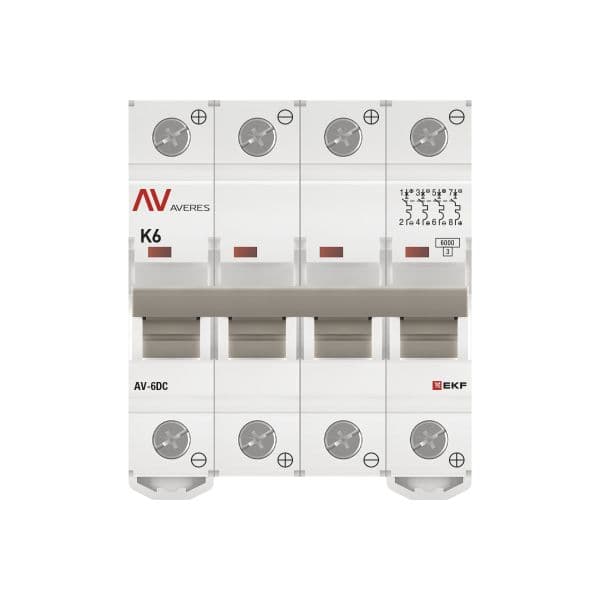 EKF Выключатель автоматический AV-6 DC 4P 6A (K) 6kA AVERES — миниатюра 4