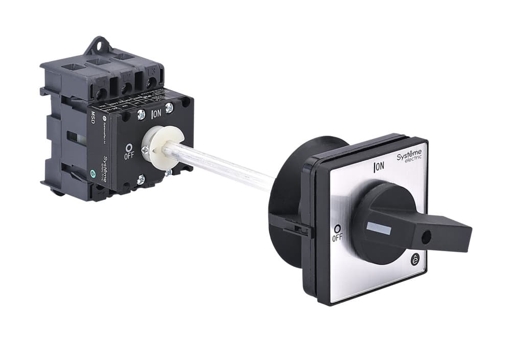Systeme Electric Выключатель-разъединитель 3P 40A IP20 с чёрной выносной рукояткой на дин-рейке/плате