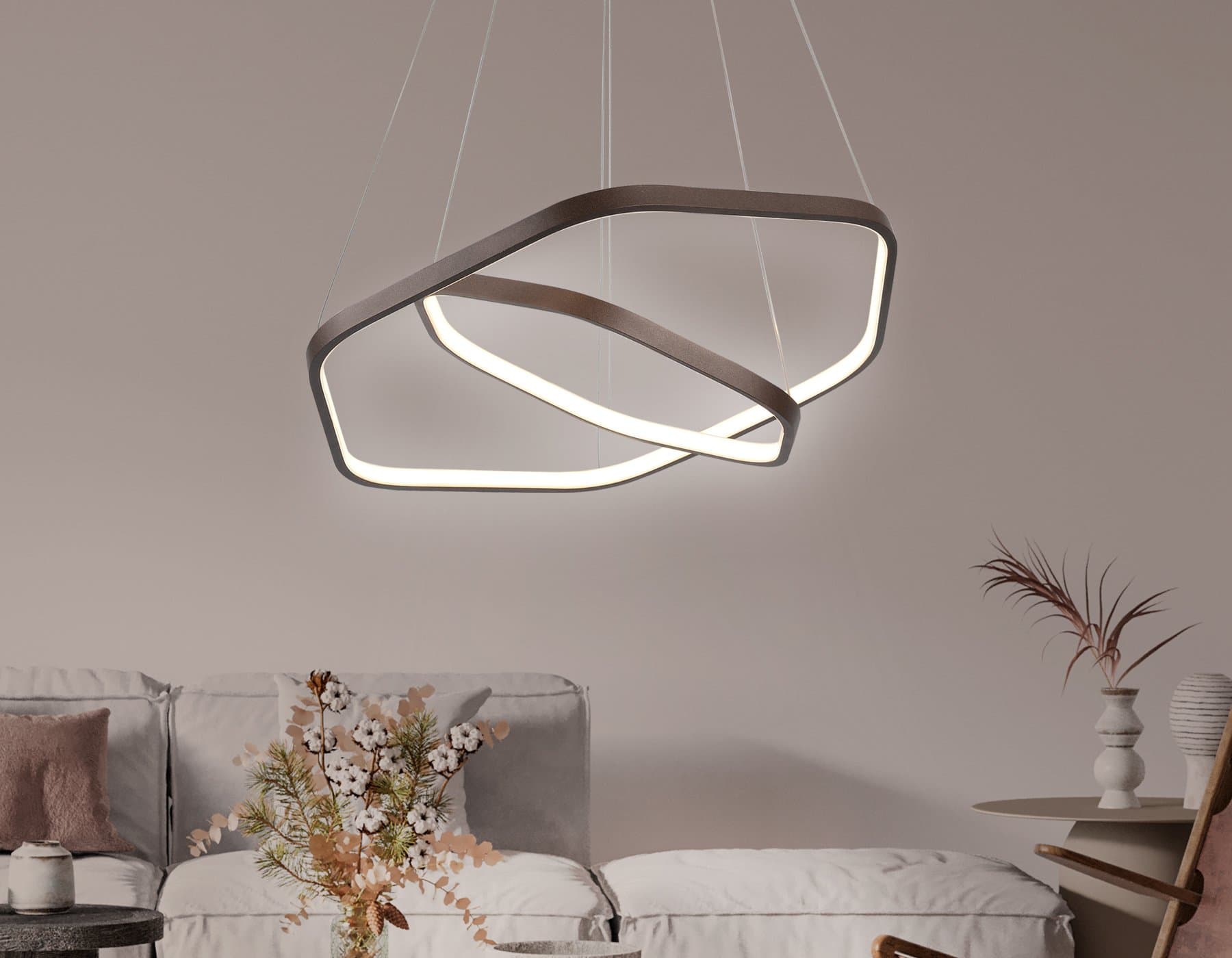 Ambrella Подвесной светодиодный светильник FL361/2 CF кофе 48W 4200K D400/600*1200 (без ПДУ) — миниатюра 3