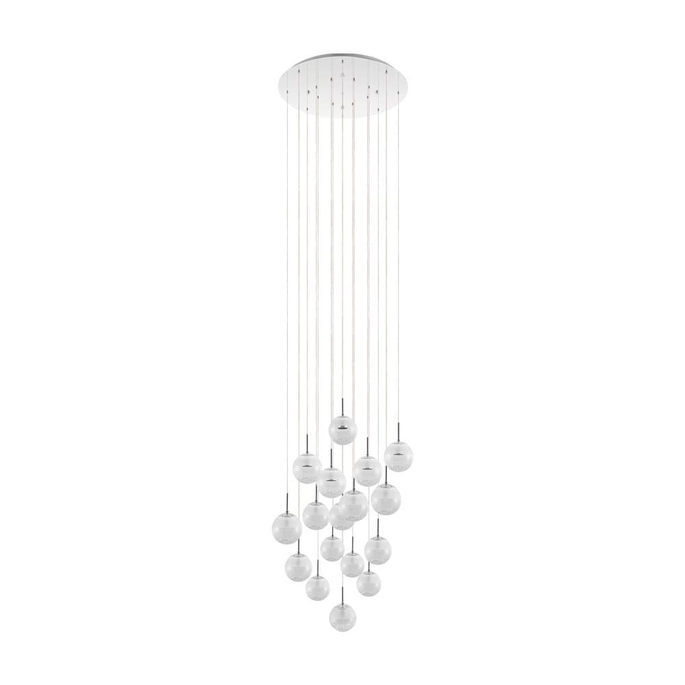 Eglo 39547 Светодиодный подвес MONTEFIO 2, 17х5W(LED), ?780, H3200, нерж. cталь, хром/cтекло, хрусталь, белый