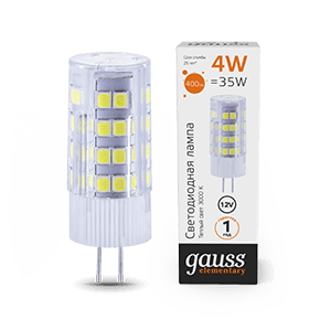 Gauss Лампа Elementary G4 12V 4W 400lm 3000K керамика LED 10714