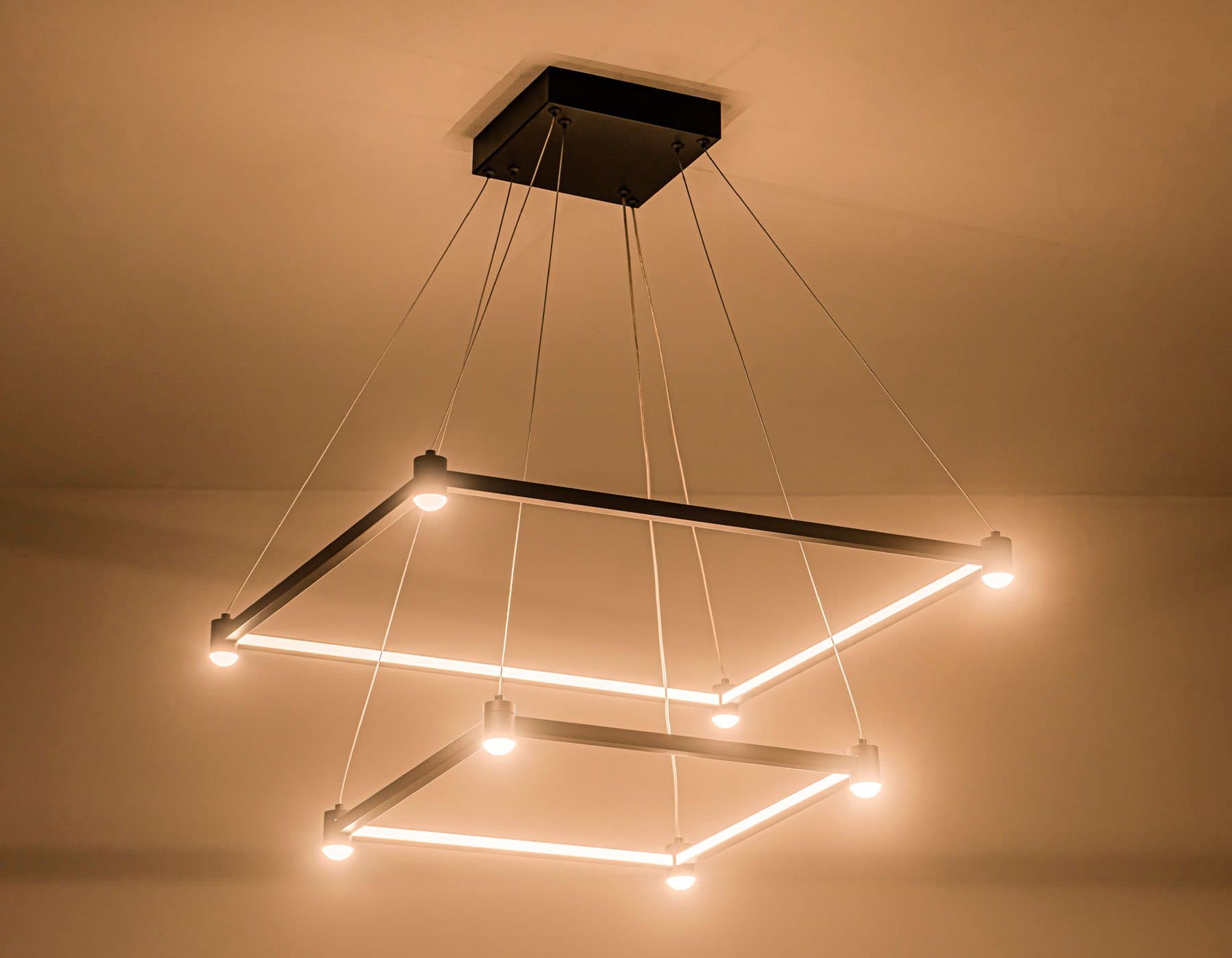 Ambrella Светильник подвесной светодиодный FL5597/2+8 BK черный 60W 3000K/4200K/6400K 600*600*1300 (без ПДУ) — миниатюра 4