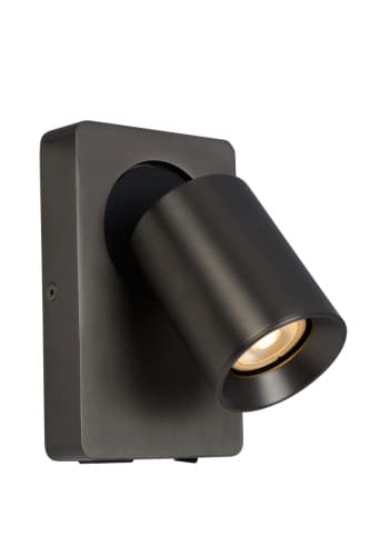 Lucide NIGEL Прожектор настенный LED GU10 1x5W 3000K With USB charging point Black Steel 09929/06/16